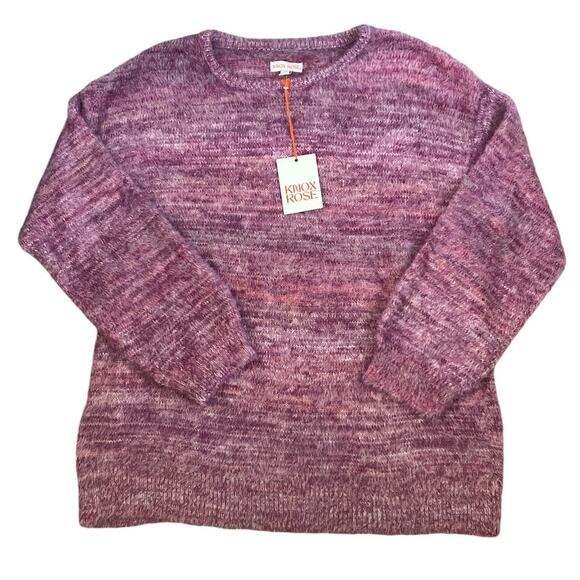 New Knox Rose Space Dyed Crewneck Pullover Sweater Purple Large - Picture 1 of 5